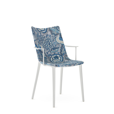                             H.H.H.Upholstered fabric - bílá/květy v modré, z expozice                        