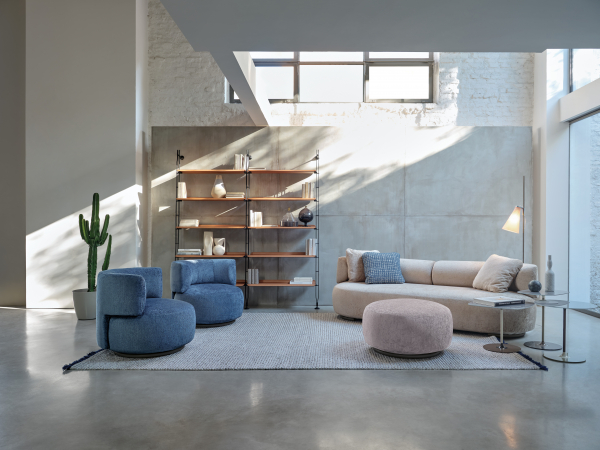 K-Wait Chaise lounge  Bouclé pravá područka modrá