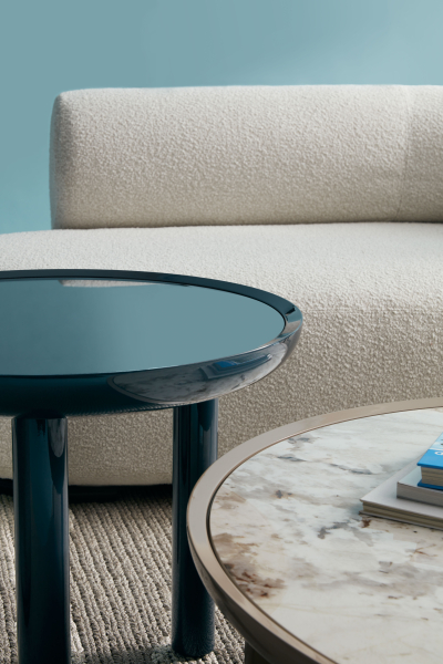 K-Top table kulatý 60 cm modrá/kouřové sklo